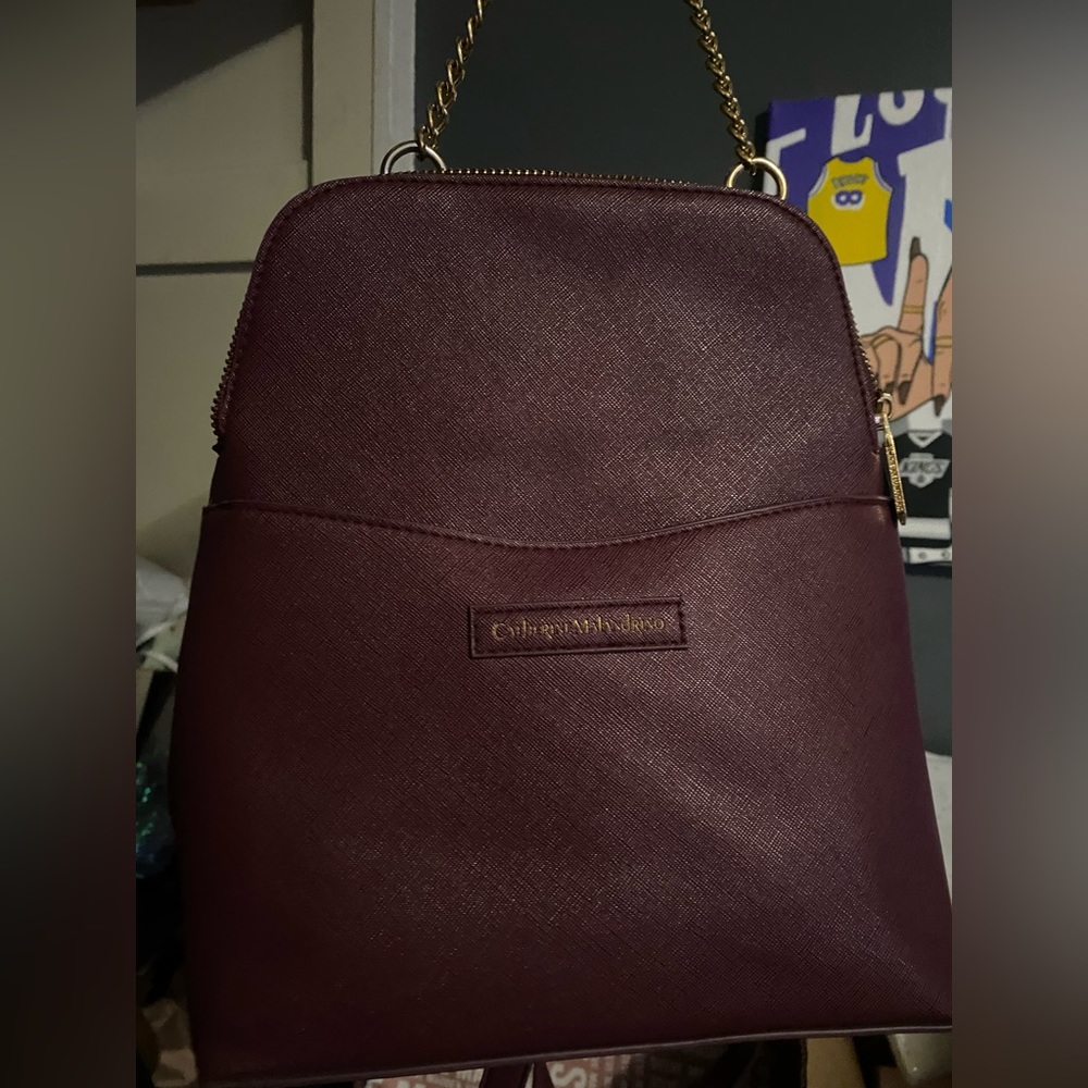 Burgundy backpack purse